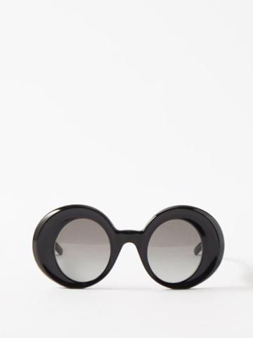 Loewe Eyewear - Oversized Round Acetate Sunglasses - Womens - Black Grey