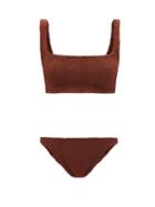 Ladies Beachwear Hunza G - Xandra Square-neck Crinkle-jersey Bikini - Womens - Brown