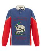 Matchesfashion.com Gucci - Skull And Snake Appliqu Cotton Polo Shirt - Mens - Red Multi