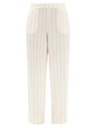 Asceno - London Striped Sandwashed-silk Pyjama Trousers - Womens - White Stripe