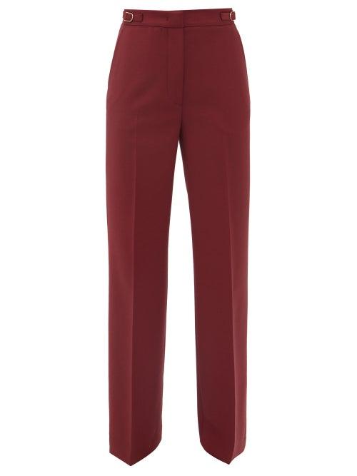 Gabriela Hearst - Vesta Flared Wool-blend Hopsack Trousers - Womens - Burgundy