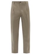 Mens Rtw Giorgio Armani - Pleated Virgin Wool-flannel Trousers - Mens - Grey