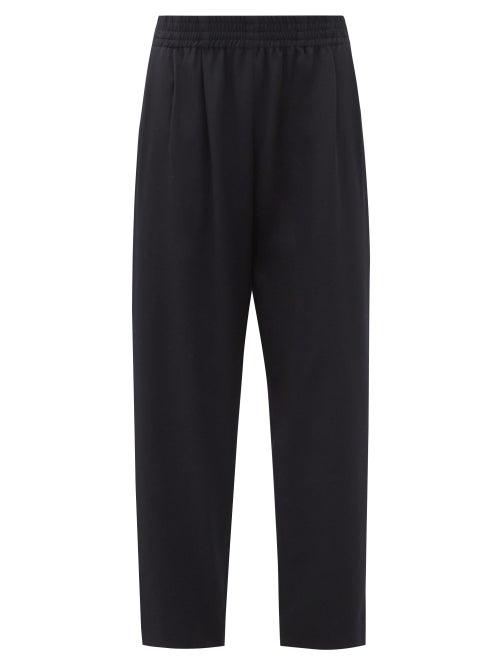 Matchesfashion.com The Row - Olle Elasticated-waist Wool Straight-leg Trousers - Womens - Navy