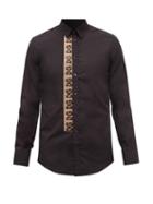 Mens Rtw Dolce & Gabbana - Logo-panel Cotton-poplin Shirt - Mens - Black