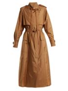 Matchesfashion.com Bottega Veneta - Tie Waist Silk Blend Taffeta Trench Coat - Womens - Camel
