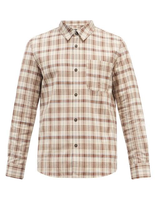 Mens Rtw A.p.c. - Trek Checked Cotton-canvas Shirt - Mens - Beige Multi