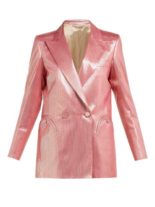 Matchesfashion.com Blaz Milano - Diva Double Breasted Metallic Stripe Blazer - Womens - Pink Multi