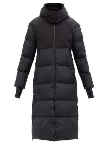 Ladies Rtw Moncler - Heliotrope Hooded Longline Nylon Down Coat - Womens - Black