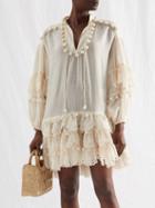 Zimmermann - Lyre Tiered Lace And Voile Mini Dress - Womens - Cream