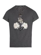 Dolce & Gabbana Embroidered-flower Cotton And Silk-blend T-shirt