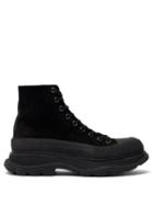 Matchesfashion.com Alexander Mcqueen - Tread Slick Exaggerated-sole Suede Boots - Womens - Black