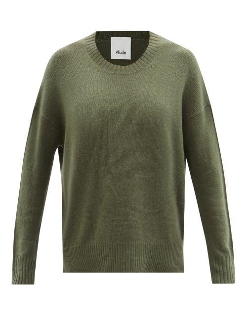 Allude - Side-slit Cashmere Sweater - Womens - Khaki