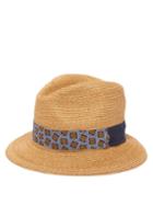 Matchesfashion.com Albertus Swanepoel - Donn Mosaic Straw Mosaic Print Panama Hat - Mens - Brown