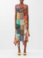 Marques'almeida - Patchwork-satin Handkerchief Midi Dress - Womens - Multi