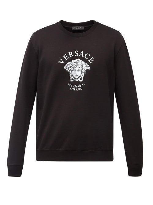Matchesfashion.com Versace - Medusa-print Cotton-jersey Sweatshirt - Mens - Black