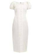 Matchesfashion.com Cult Gaia - Charlotte Rouleau Button Front Linen Midi Dress - Womens - White