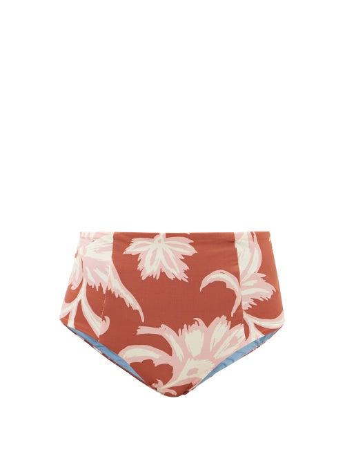 Matchesfashion.com Cala De La Cruz - Aranxza High-rise Floral-print Bikini Briefs - Womens - Brown Print