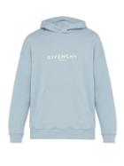 Matchesfashion.com Givenchy - Logo Print Cotton Hooded Sweatshirt - Mens - Light Blue