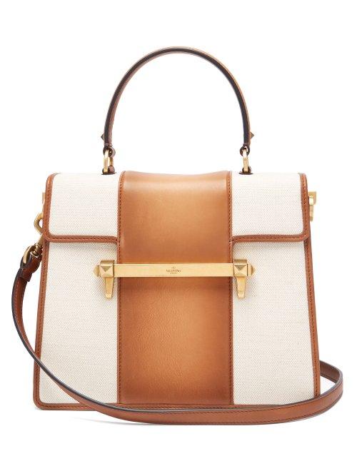 Matchesfashion.com Valentino - Uptown Leather Top Handle Bag - Womens - Tan Multi