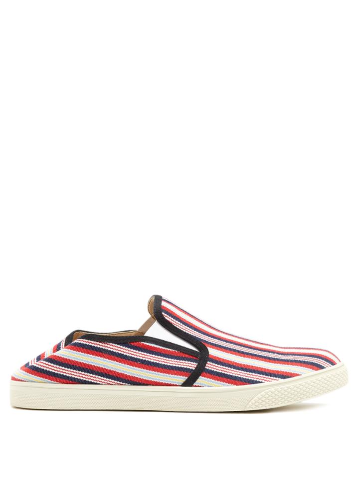 Stella Mccartney Striped Canvas Backless Slip-on Trainers