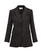 Matchesfashion.com Valentino - Single-breasted Lace-trimmed Wool-blend Blazer - Womens - Black