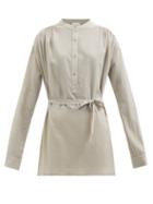 Raey - Gathered Sheer Cotton-voile Shirt - Womens - Light Grey