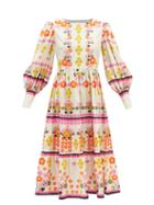 Borgo De Nor - Lilia Floral-print Cotton Midi Dress - Womens - Pink Multi