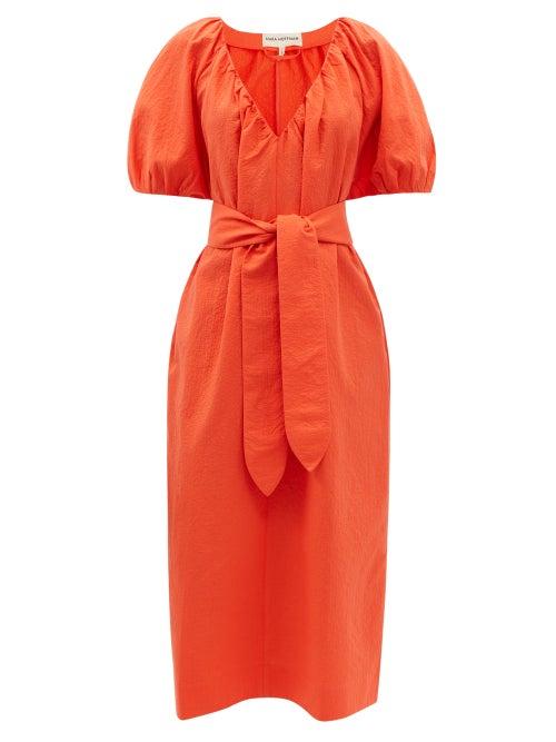 Ladies Beachwear Mara Hoffman - Alora V-neck Belted Organic-cotton Midi Dress - Womens - Orange