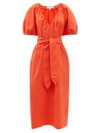 Ladies Beachwear Mara Hoffman - Alora V-neck Belted Organic-cotton Midi Dress - Womens - Orange
