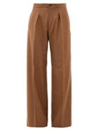 Matchesfashion.com Connolly - Pleated Wide-leg Felted-twill Trousers - Womens - Camel