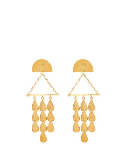 Matchesfashion.com Sophia Kokosalaki - Triangle Perseids Gold Plated Silver Earrings - Womens - Gold