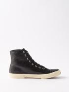 Balenciaga - Paris Leather High-top Trainers - Mens - Black White