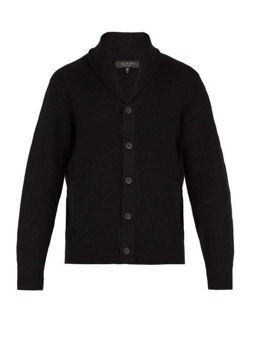 Matchesfashion.com Rag & Bone - Cardiff Wool And Cotton Blend Shawl Cardigan - Mens - Black