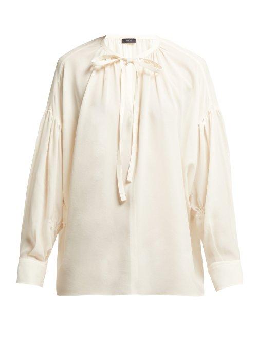 Matchesfashion.com Joseph - Elijah Silk Georgette Blouse - Womens - White