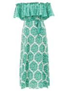 Matchesfashion.com Beulah - Aaasha Floral Print Silk Midi Dress - Womens - Green White