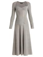 Alexander Mcqueen Sweetheart-neck Long-sleeved Wool-blend Dress