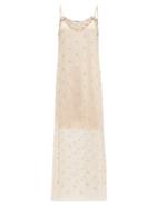Matchesfashion.com Prada - Crystal Embellished Silk Chiffon Dress - Womens - Beige