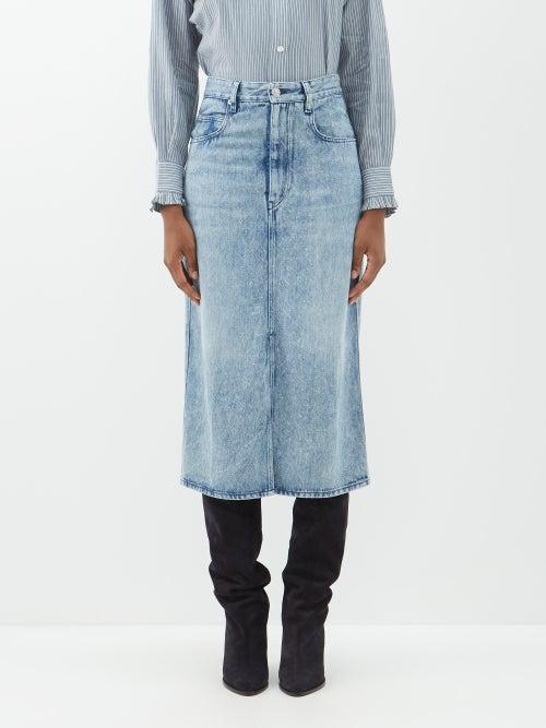 Isabel Marant Toile - Tilauria Stretch-denim Midi Skirt - Womens - Light Blue