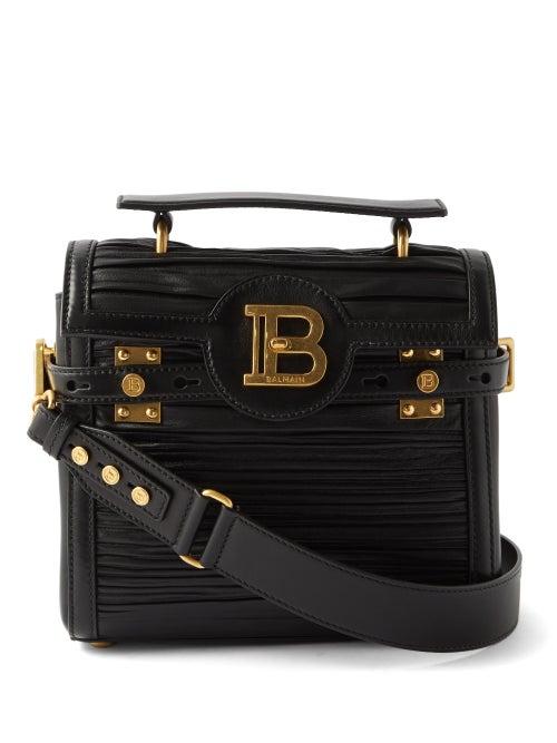Balmain - B-buzz 23 Ruched-leather Cross-body Bag - Womens - Black