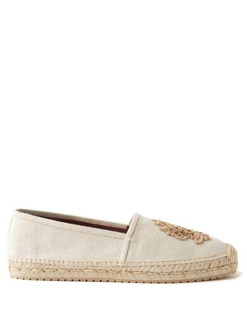 Dolce & Gabbana - Crest-embroidered Canvas Espadrilles - Mens - Cream