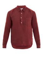 Matchesfashion.com Solid & Striped - Popover Half Button Linen Shirt - Mens - Burgundy