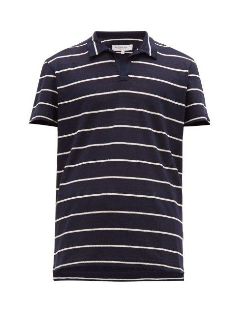 Matchesfashion.com Orlebar Brown - Felix Striped Linen Shirt - Mens - Navy