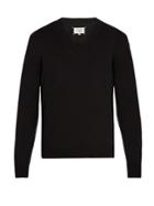 Maison Margiela Suede-patch Cotton And Wool-blend Sweater