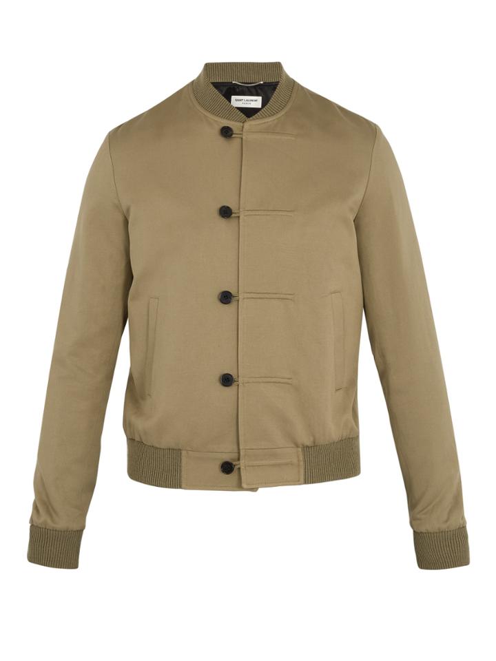Saint Laurent Contrast-trim Cotton-blend Twill Bomber Jacket