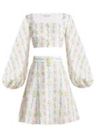 Emilia Wickstead Ines Floral-print Linen Crop Top And Skirt