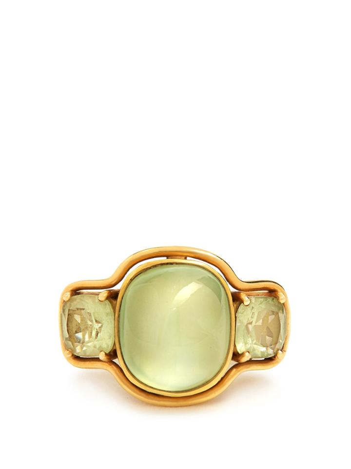 Brigid Blanco Prehnite, Beryl & Yellow-gold Ring