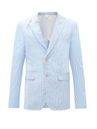Matchesfashion.com Comme Des Garons Shirt - Single-breasted Striped Cotton Jacket - Mens - Blue White