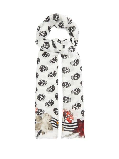 Matchesfashion.com Alexander Mcqueen - Skull-print Twill Scarf - Womens - White Multi