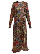 Matchesfashion.com By Walid - Suna Antique Silk Dress - Womens - Black Print