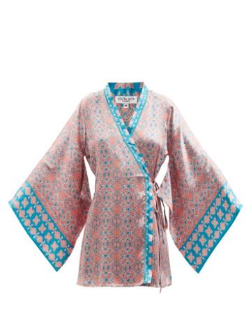 Lolita Jaca - Fabiana Swirling-print Silk-satin Kaftan - Womens - Coral
